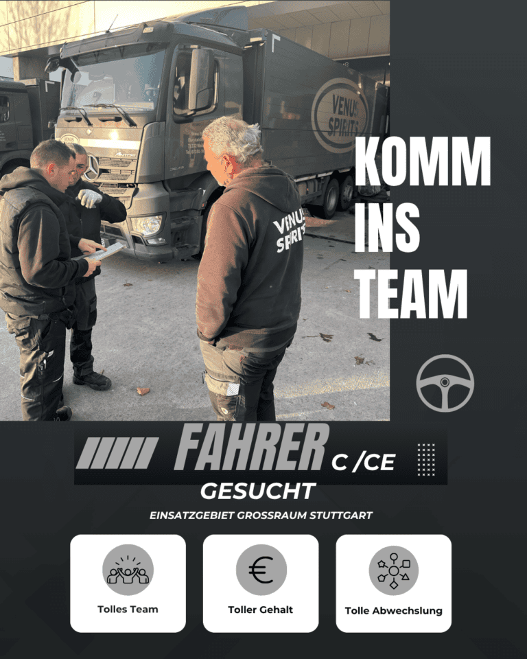 Drei Fahrer vor einem LKW der Venus Spirits reden miteinander vor dem Start